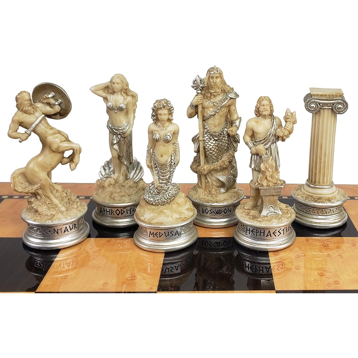 Greek Mythology Olympus God Zeus vs Poseidon Chess Set Men's Pieces Antique Whiteboard No