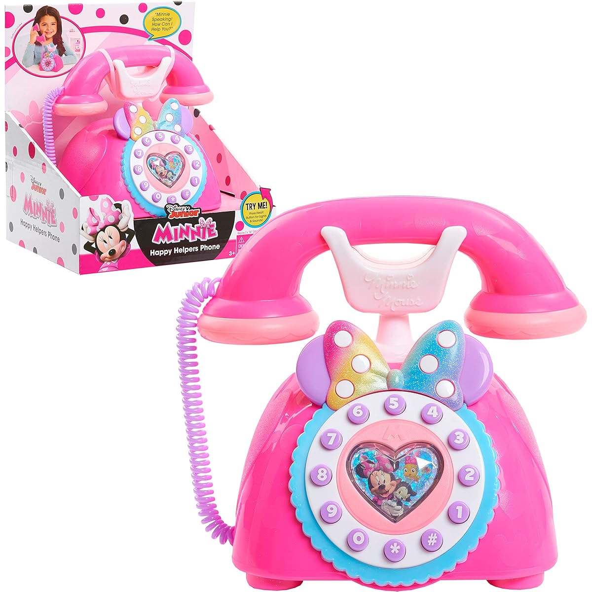 Just Play Disney Junior Minnie Mouse Happy Helper Phone Officially Licensed Toy for Kids Ages 3 and Up