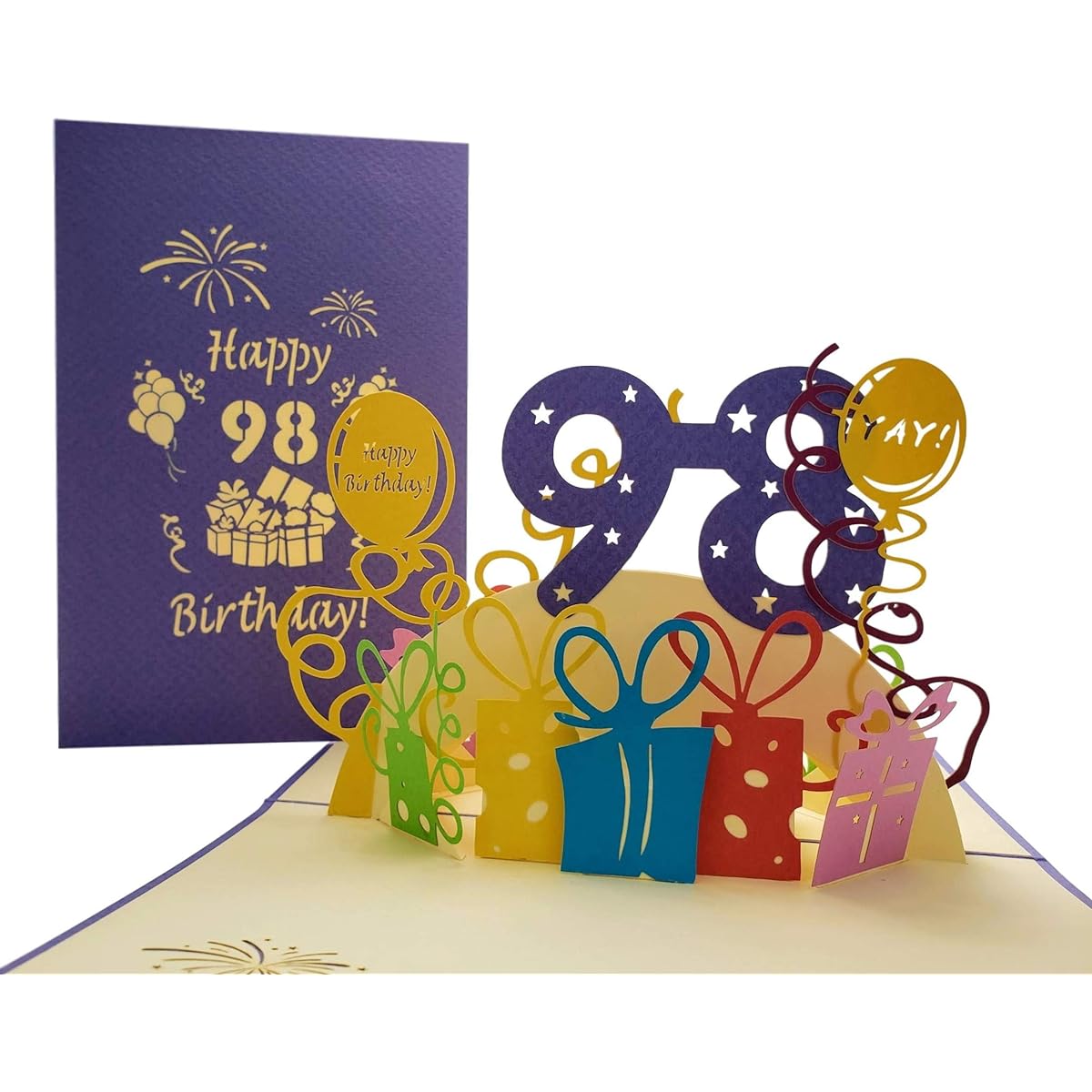 iGifts And Cards Happy 98th Birthday 3D Pop Up Greeting Card 98 Awesome Balloon Unique Celebration Cool Feliz Cumpleaños