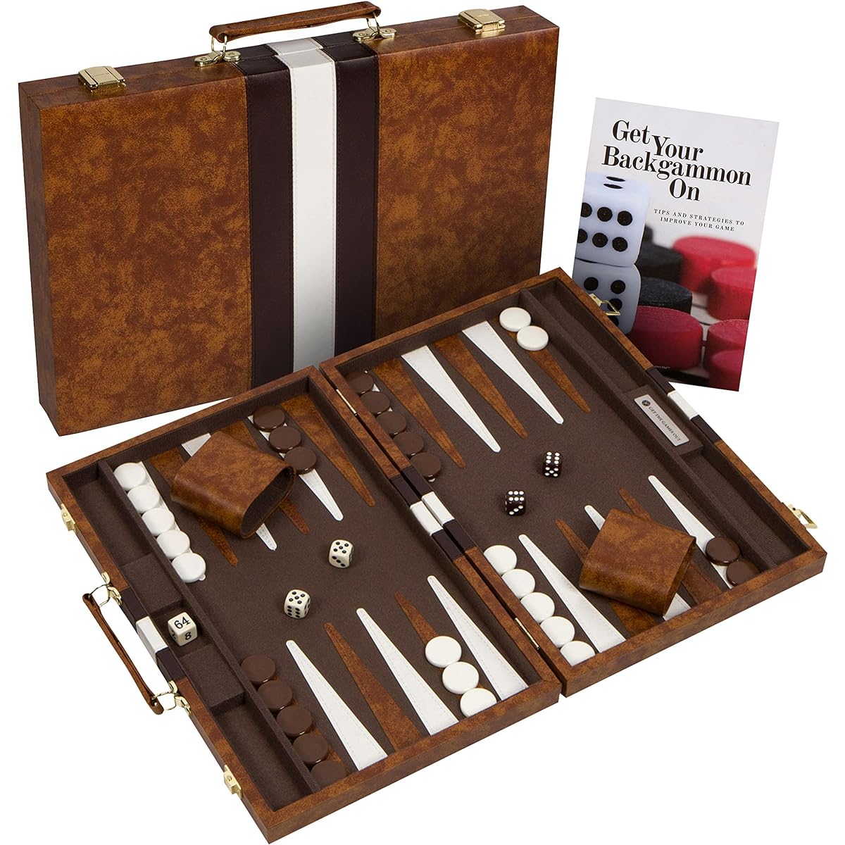 Get The Games Out Top Backgammon Set - Classic Board Game Case - Ultimate Strategy Guide and Tips - Available in Small, Medium, Large and Extra Large Sizes (X-Large, Brown)