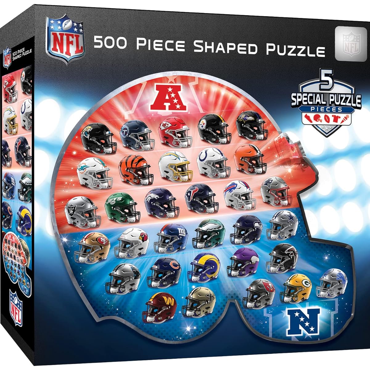 MasterPieces 500 Piece Sports Jigsaw Puzzle for Adults NFL Helmet Shaped Puzzle 25"x22"