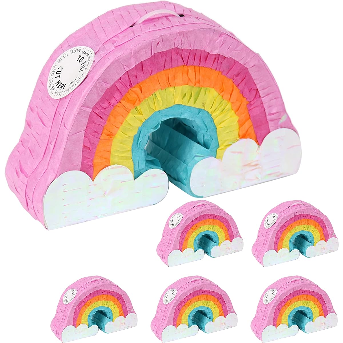 GIFTEXPRESS Mini Rainbow Piñata for Kids Birthday Party Cinco de Mayo Fiesta Decorations Party Favors 3 Pack