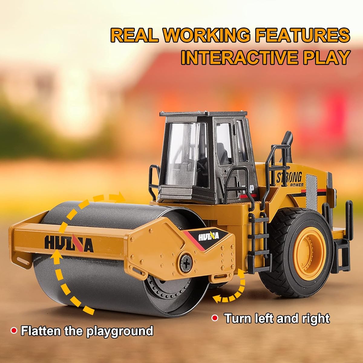 1/40 scale metal road roller toy die-cast construction machinery vehicle toy for kids boys