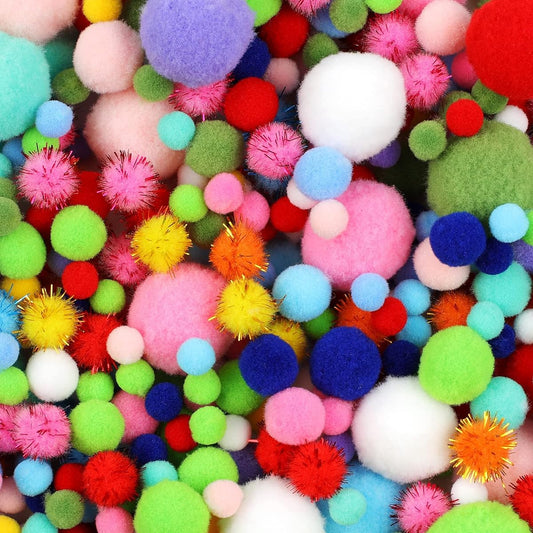900 Pom Poms Multicolor Bulk Pom Poms Arts & Crafts Soft and Fluffy Craft Pom Poms Assorted Sizes for Arts & Craft Decoration