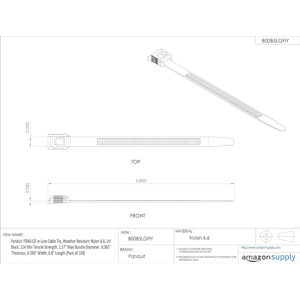 Panduit Cable Band Inline Tie Weatherproof Black IT9115-C0