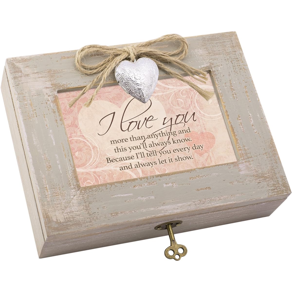 I Love You More Natural Taupe Wooden Rocket Box Music Box Plays Wind Beneath My Wings