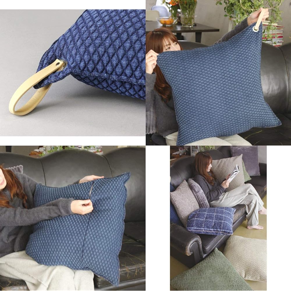 SPICE OF LIFE One Hook Stitch Cushion enrich Navy 60×60cm SRLH2051NY