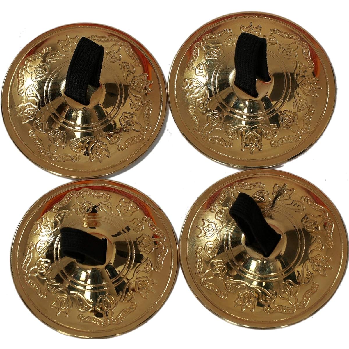 Wevez Ladies Belly Dance Finger Cymbals 2 Pairs/4 Pieces One Size Gold
