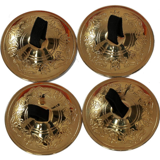 Wevez Ladies Belly Dance Finger Cymbals 2 Pairs/4 Pieces One Size Gold