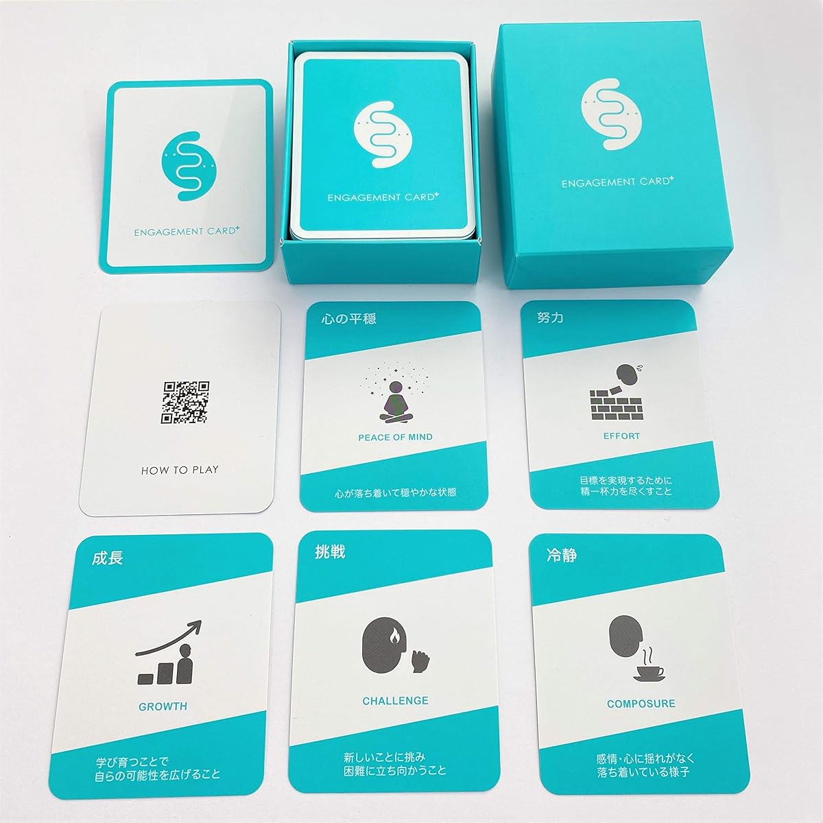 atisfaction and productivity [Engagement Card Plus (Values Card) Set of 3] 1on1 In-house training Team building Self-analysis Job hunting Accepted employees Internship Management Leader Recruitment Communication Career Self-esteem New employee training