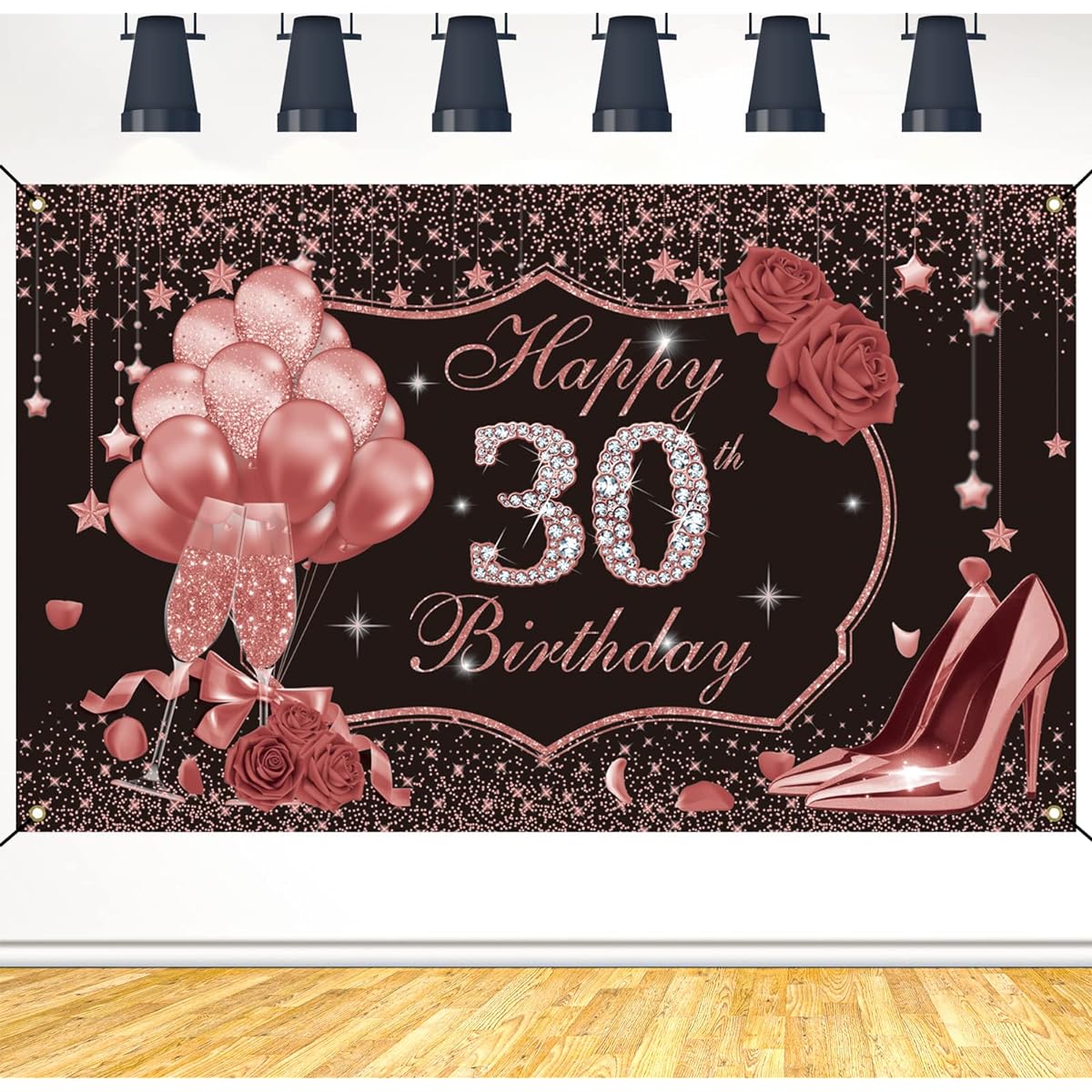 Ufocusmi 30th Birthday Decorations for Women Rose Gold Happy 30th Birthday Backdrop Banner 30th Birthday Party Supplies for Her Dirty 30th Birthday Photo Backdrop 6x4ft