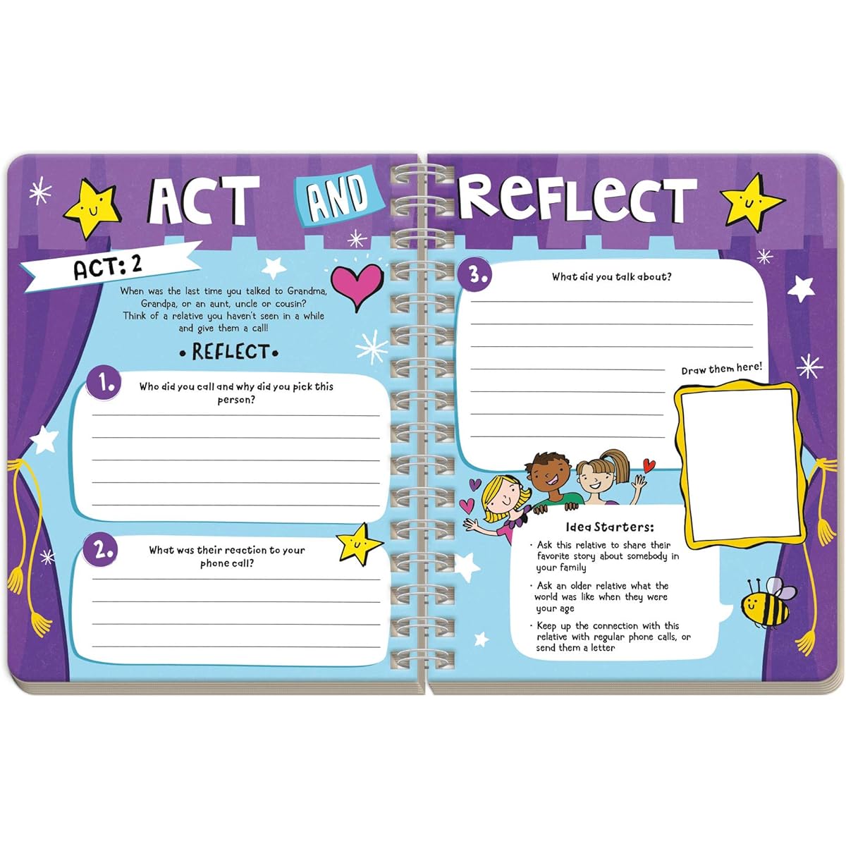 Peaceable Kingdom Be Kind Activities - My Kindness Journal - Act&Reflect guided activity diary for boys and girls - inspires children to plan their own acts of kindness and reflect on how they care for others
