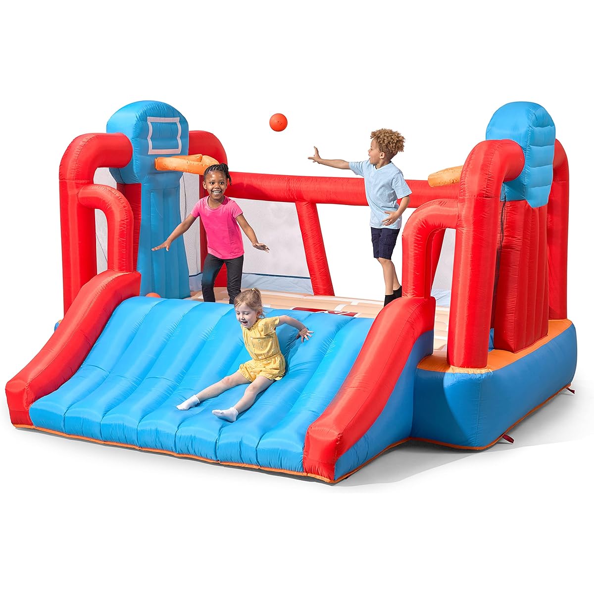 Step2 MAX Sports Full Court Basketball & Slide Bouncer with Extra Heavy Duty Blower | Inflatable Bounce House for Kids
