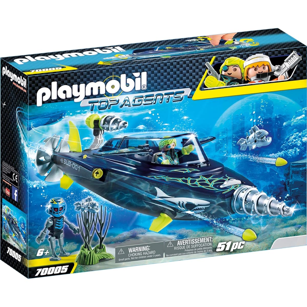 Playmobil 70005 Top Agents Team S.H.A.R.K. Drill Destroyer Colourful