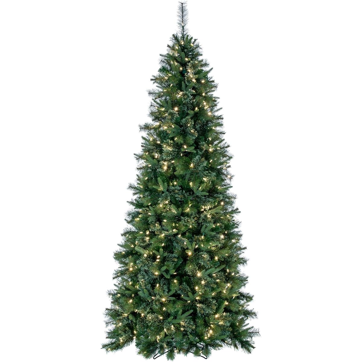 Vickerman 6.5' Cashmere Slim Artificial Christmas Tree - 450 Warm White LED Lights - Fake Tree for the Holidays - Reliable and Durable - Realistic Green Tree