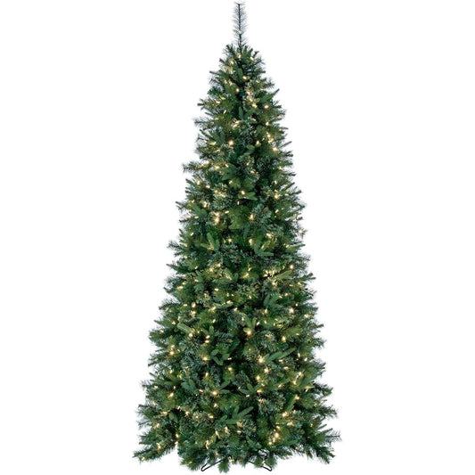 Vickerman 6.5' Cashmere Slim Artificial Christmas Tree - 450 Warm White LED Lights - Fake Tree for the Holidays - Reliable and Durable - Realistic Green Tree