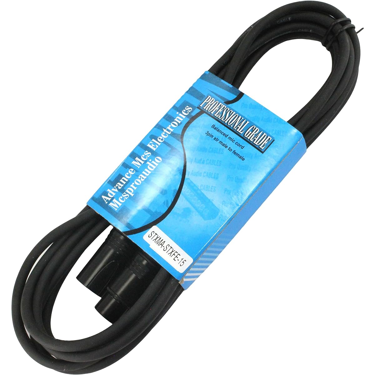 MCSPROAUDIO Male to Female XLR Cable with Black Connector 15' Straight to Straight