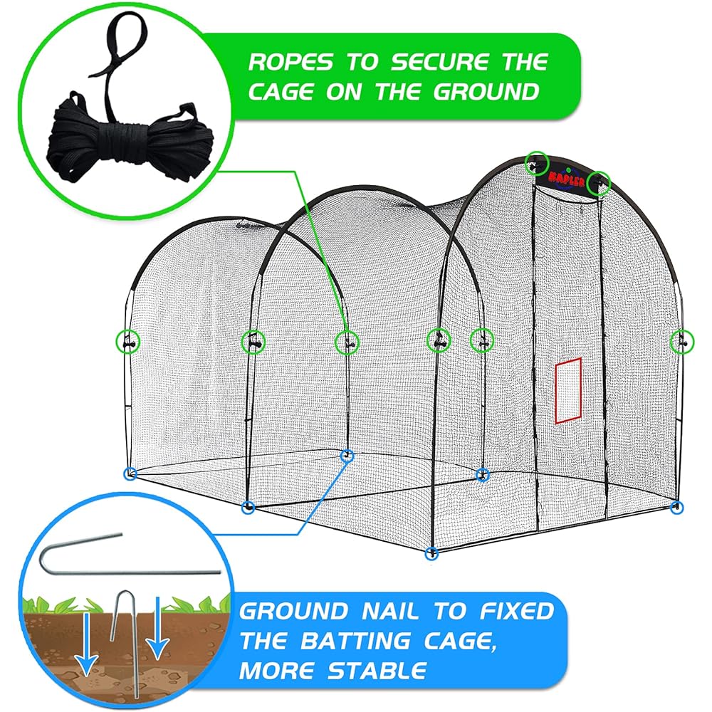 Kapler Batting Gauge 5x3x3m Baseball Batting Gauge Compatible with Hardball/Softball, Carry Bag Included, Ball Protection Net