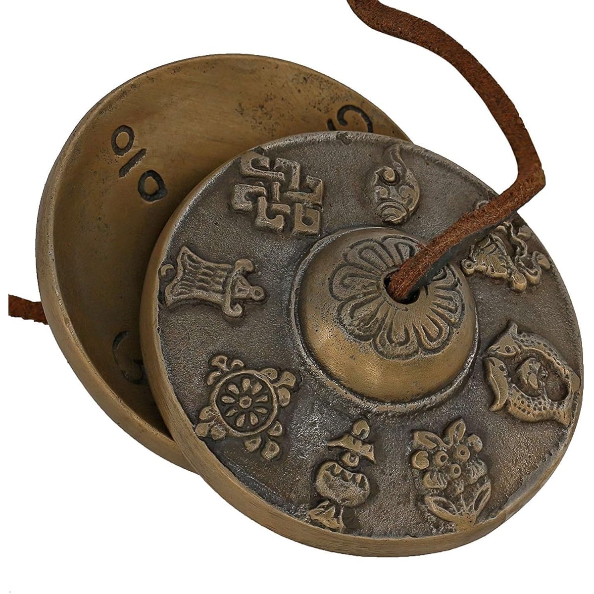 Artvarko Brass Tibetan Hand Manzilla with Leather Cord, Antique Finish, 3 Inch