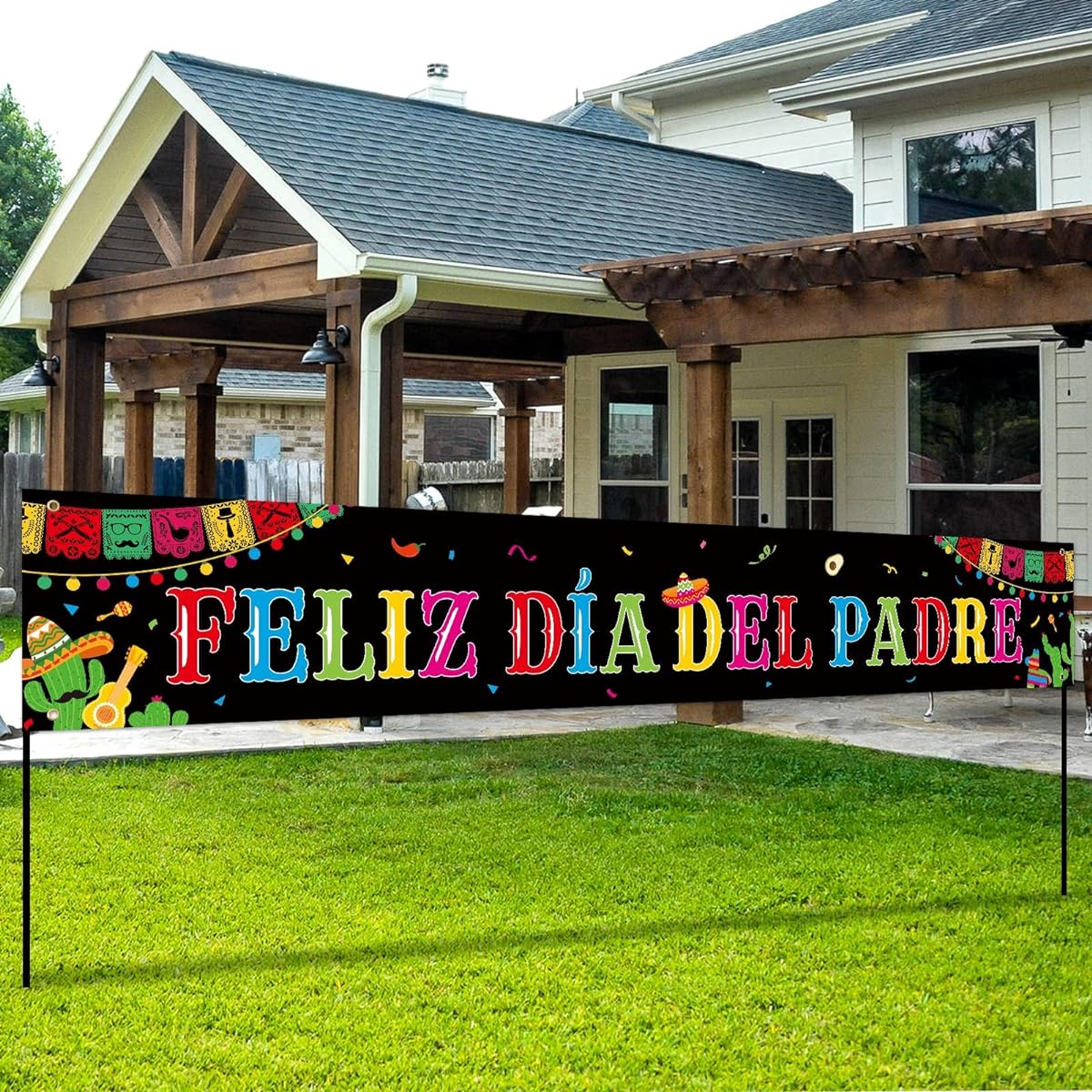CiyvoLyeen Feliz Dia del Padre Fabric Banner Mexican Father's Day Spanish Photo Backdrop Feliz Dia Papa Fiesta Party Decorations Hispanic Dad Fence Birthday Banner 98x14.5inch for Grandpa