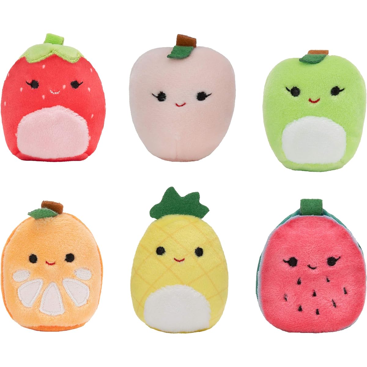 Squishmallows Fruit Squad Mini Plush Toys - 2" Soft Mini Malo Plush Toys - Irresistibly Colorful Fruits - Mini Peach/Pineapple/Watermelon