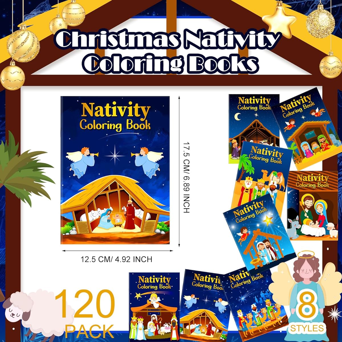Cholemy 120 Pieces Christmas Nativity Coloring Book for Kids Religious Christmas Coloring Book Christian Activity Book Bible Drawing Book Christmas Party Sunday School Church Bag Filler