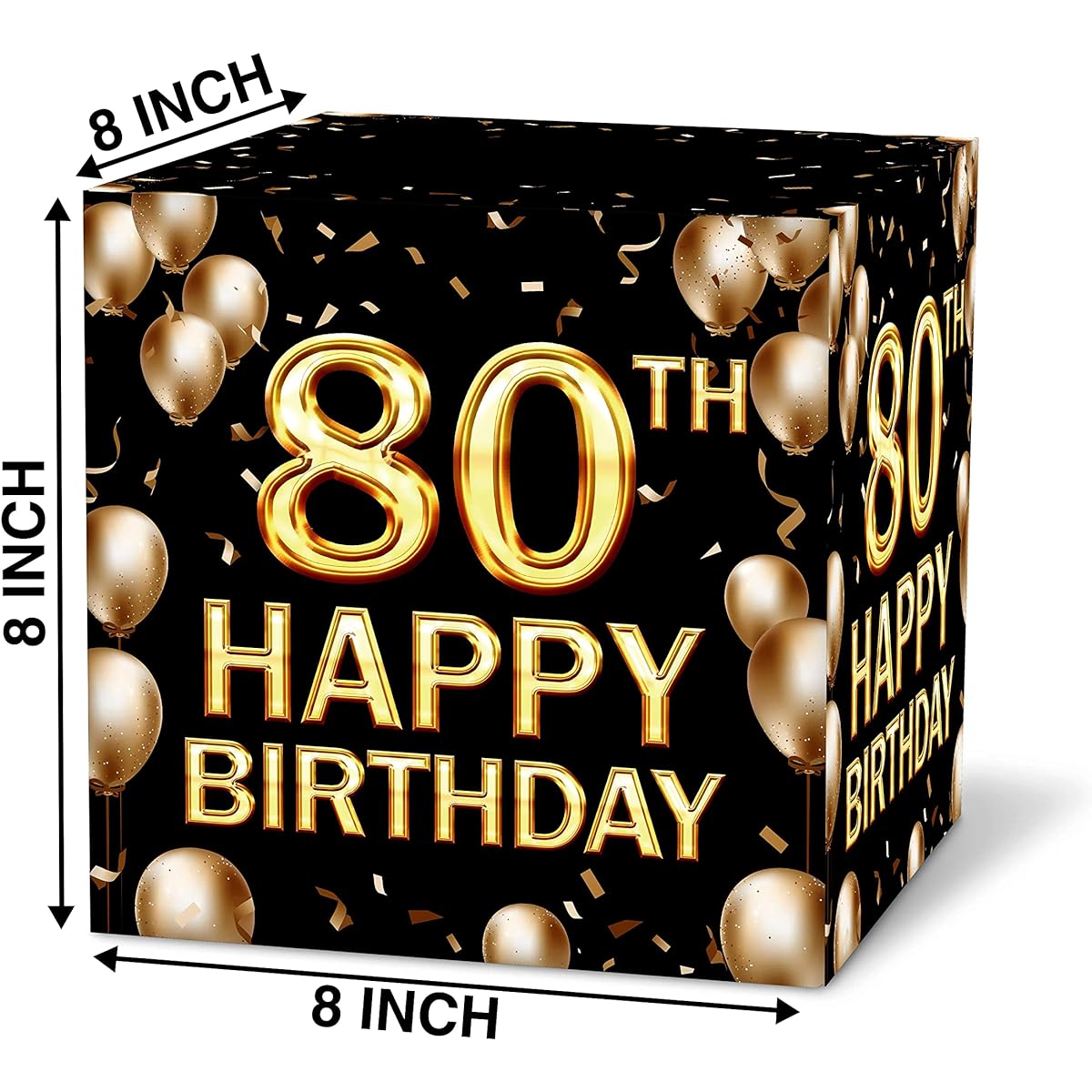 80th Birthday Card Box Black and Gold Card Box Birthday Party Decorations Party Supplies Money Box 1pc (032 sr)