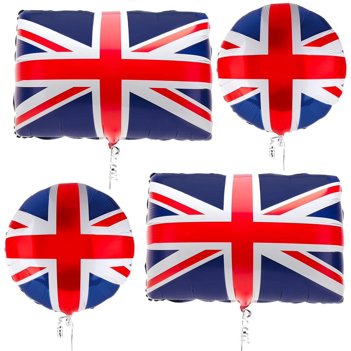 Toyland® Union Jack Foil Balloons Party Bundle 4pcs - 2 Round 18" & 22" Large Flag - Charles III Coronation - British Party Decorations