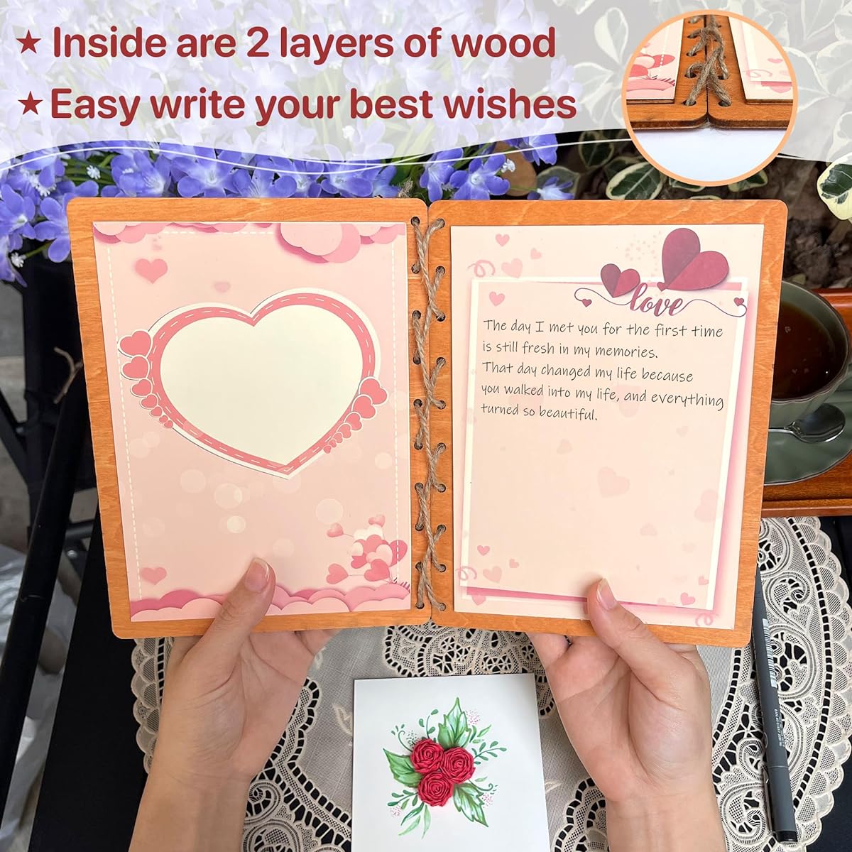 ONLANKET Love Infinity Wooden Anniversary Cards 6x8 Inch Wooden Birthday Cards Happy Anniversary Cards Romantic Cards for Him or Her Love Anniversary Cards for Wife, Husband, Couples