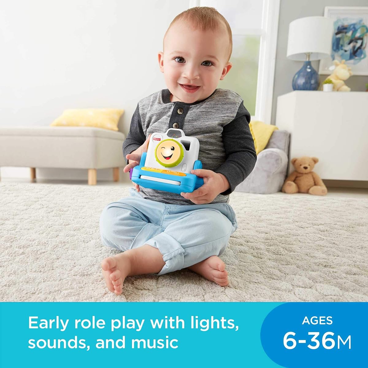 Fisher-Price Laugh & Learn Click Instant Camera Learning Toy with Lights, Music and Sound [Parallel Import]