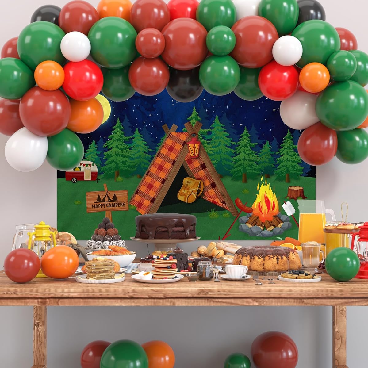 Camping balloon background decoration set.