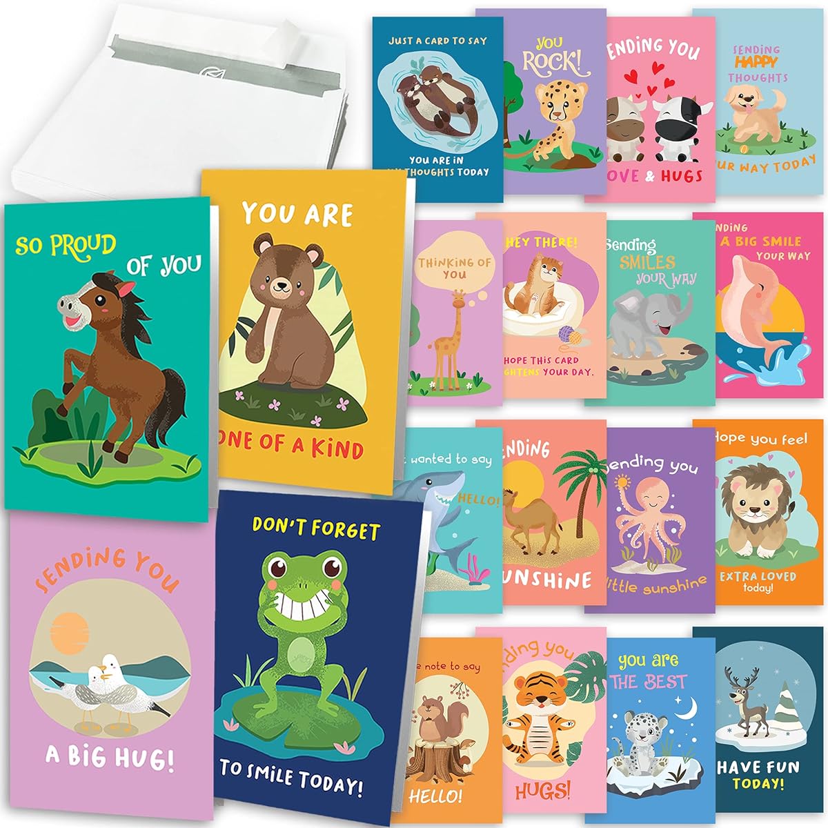 Hat Acrobat Thinking of You Cards with Envelopes - 20 Unique Designs Just Because Cards with Fact Cards to Connect with Family, Friends, Colleagues, and Students (40)
