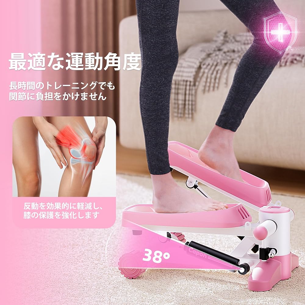 Stepper, Diet Equipment, Health Stepper, Fitness Machine, Walking Machine, Health Equipment with Power Band & Digital Monitor, For Indoor Exercise, Aerobic Exercise at Home, Noise Prevention Mat Included, Unisex, Cute, Pink