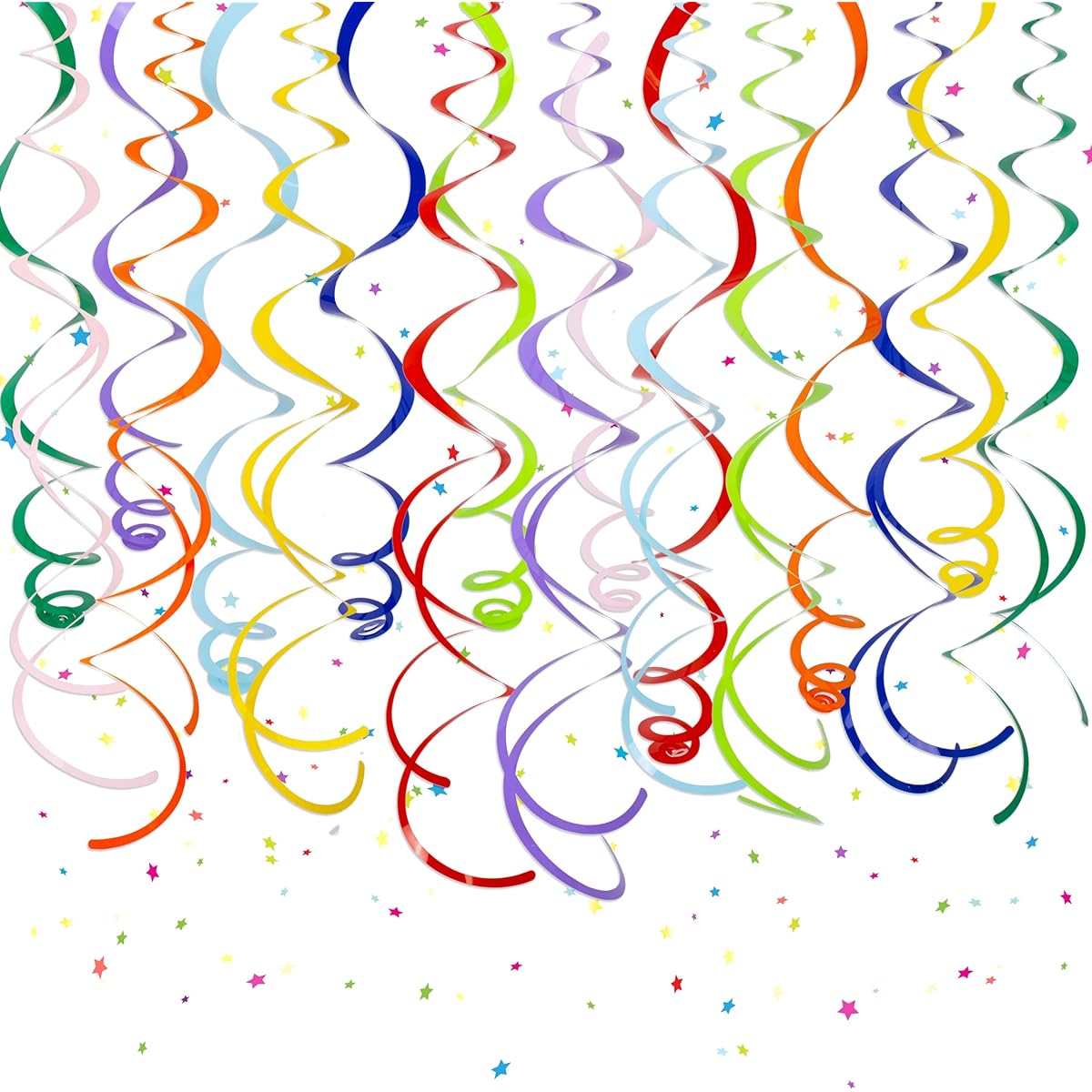 36pcs Macaron Rainbow Hanging Swirls Party Decorations Hanging from the Ceiling Decor Foil Plastic Birthday Streamer Decorations for Party Anniversary Wedding Graduation Gifts