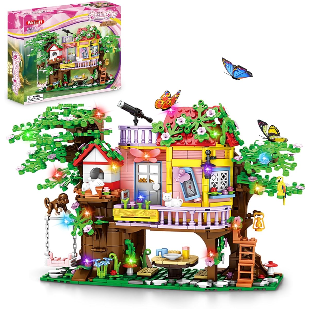 WINGIFT 840 Pieces Treehouse Building Set Girls Creative Forest House Building Blocks Kit STEM Friendship Treehouse Swing Animal Flower Birthday Gift for Kids Girls Boys Ages 6 7+