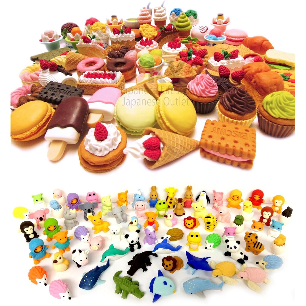 Iwako Erasers Animals & Desserts Assorted Collection - 30 Pack (15 Animals + 15 Desserts)