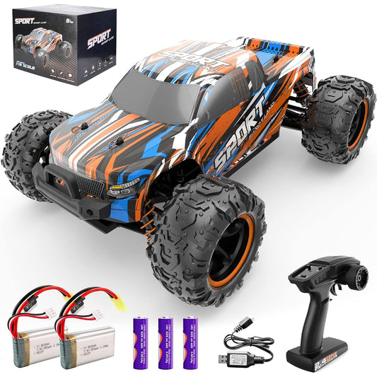 Remote Control Car RC Car for Adults Kids 1:18 RC Car RC Truck 4WD High Speed 40+ KM/H Off-Road Monster Truck for Boys 2.4GHz Toy Truck with 5 Batteries 50+ Minutes Play Gift Orange