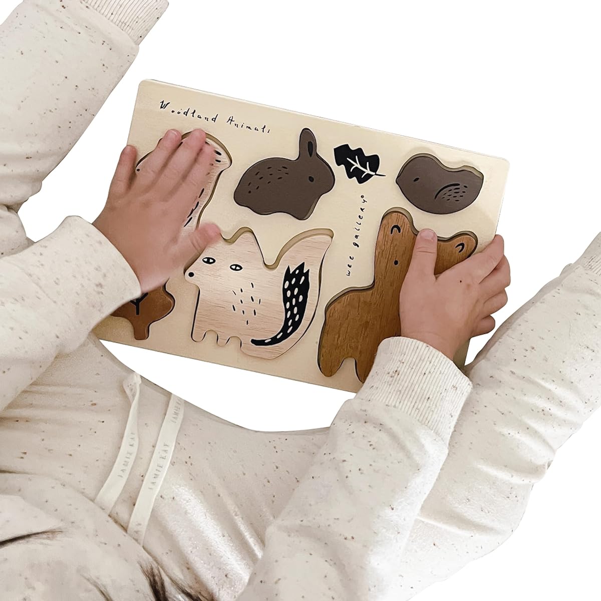 Wee Gallery Wooden Tray Puzzle Forest Animals 2nd Edition Montessori Toy for Early Learning & Fine Motor Skills Development Sustainable Educational Toys for Kids Toddlers