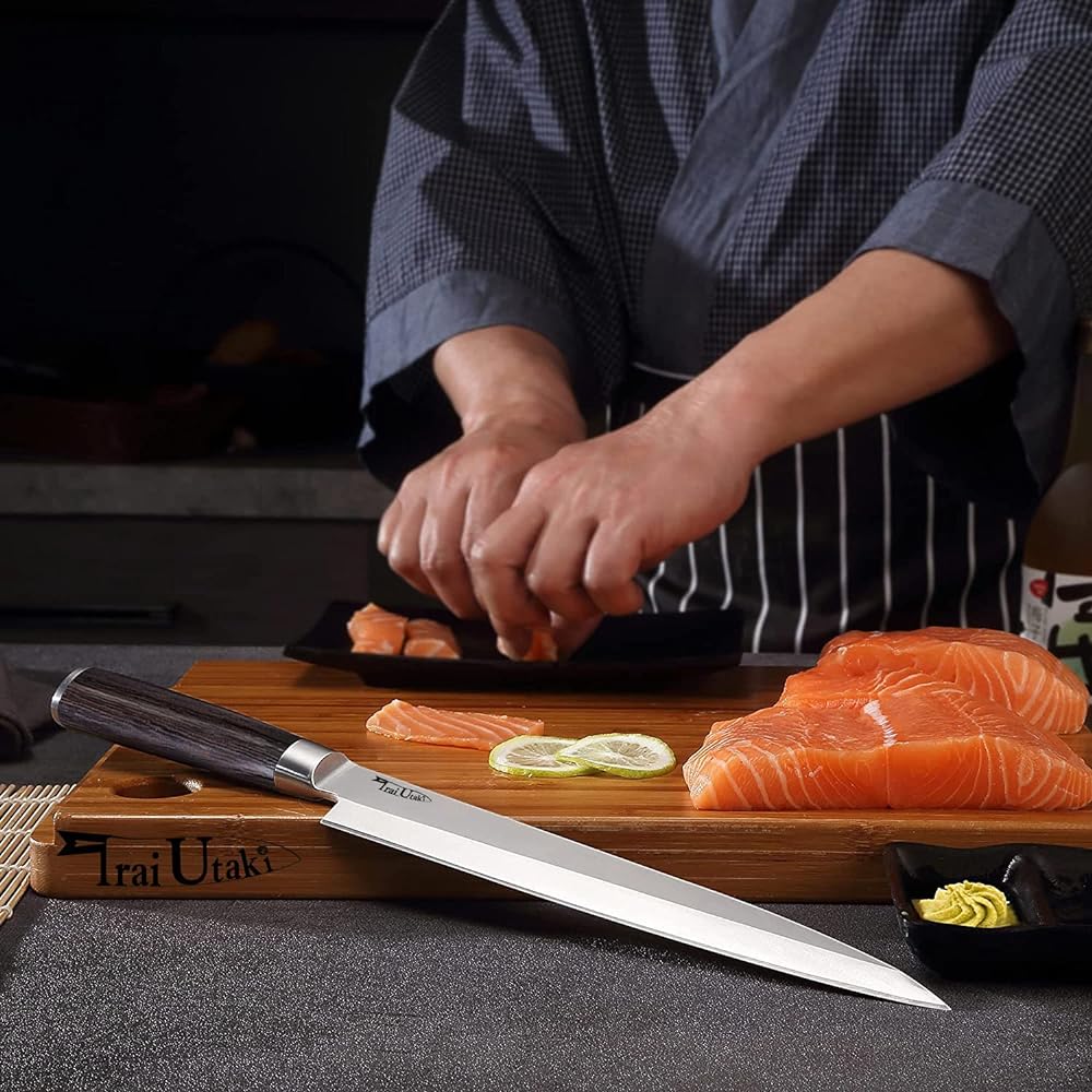 Irai Utaki Sashimi Knife, Yanagiba Knife, 240mm, Single Edge, Made of German 4166 Steel, Natural Wood Handle that Fits in Your Hand, Home Use, Fish Knife (240mm Yanagiba Knife)