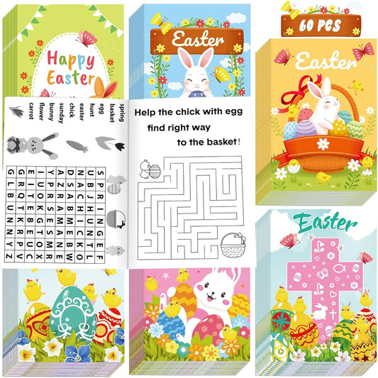 60 Easter Activity Books Easter Gifts for Little Kids Mazes Word Searches Fun Games Easter Activity Books Basket Stuffers Classroom Activity Supplies