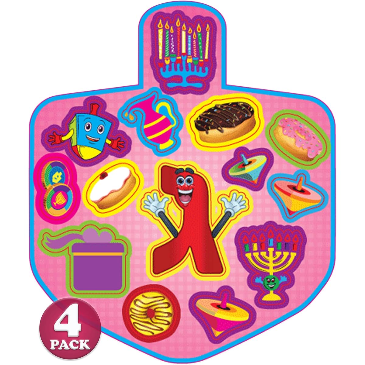 Izzy 'n' Dizzy Chanukah Scented Stickers - 2 Sheets Scratch and Scent Chanukah Stickers for Kids, 4 Pack