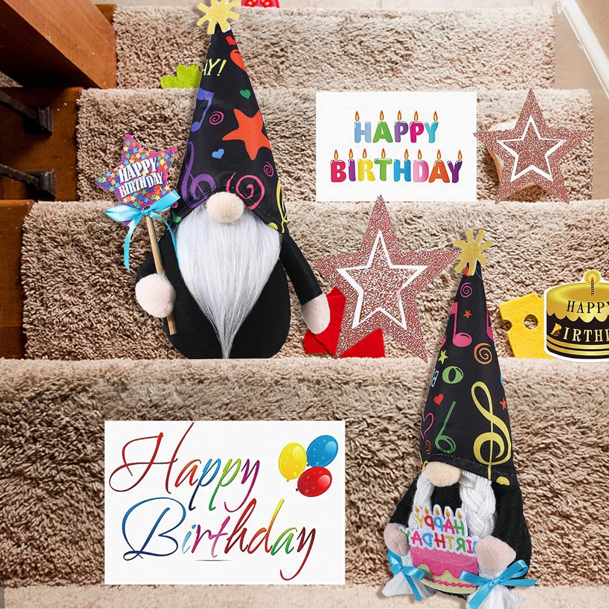 CRCZK Happy Birthday Gnome Birthday Party Decoration Home Table Handmade Swedish Tomte Nordic Plush Elf Doll Gnome Collection - Sweet Birthday Gift