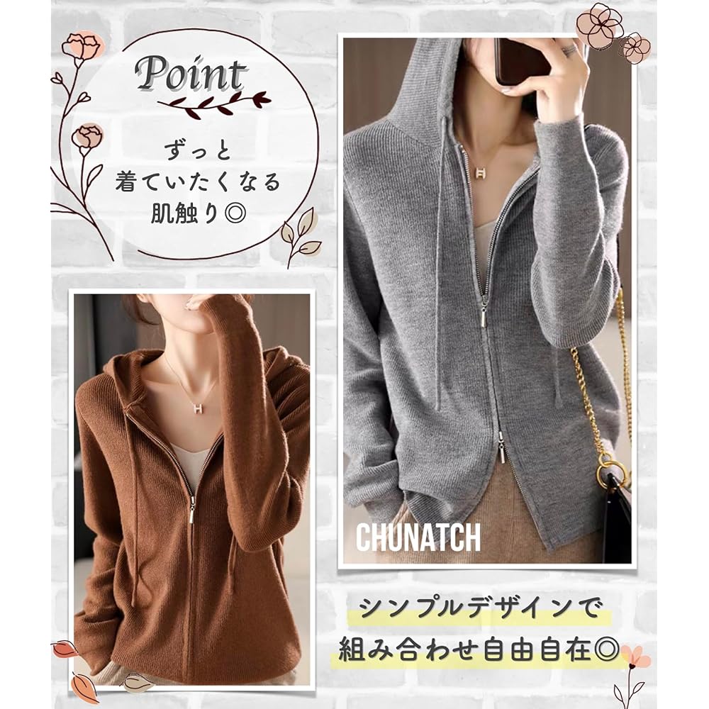 [Cunatch] Women's Parka Knit Zip Up Double Zip Cover Light Outerwear Autumn/Winter
