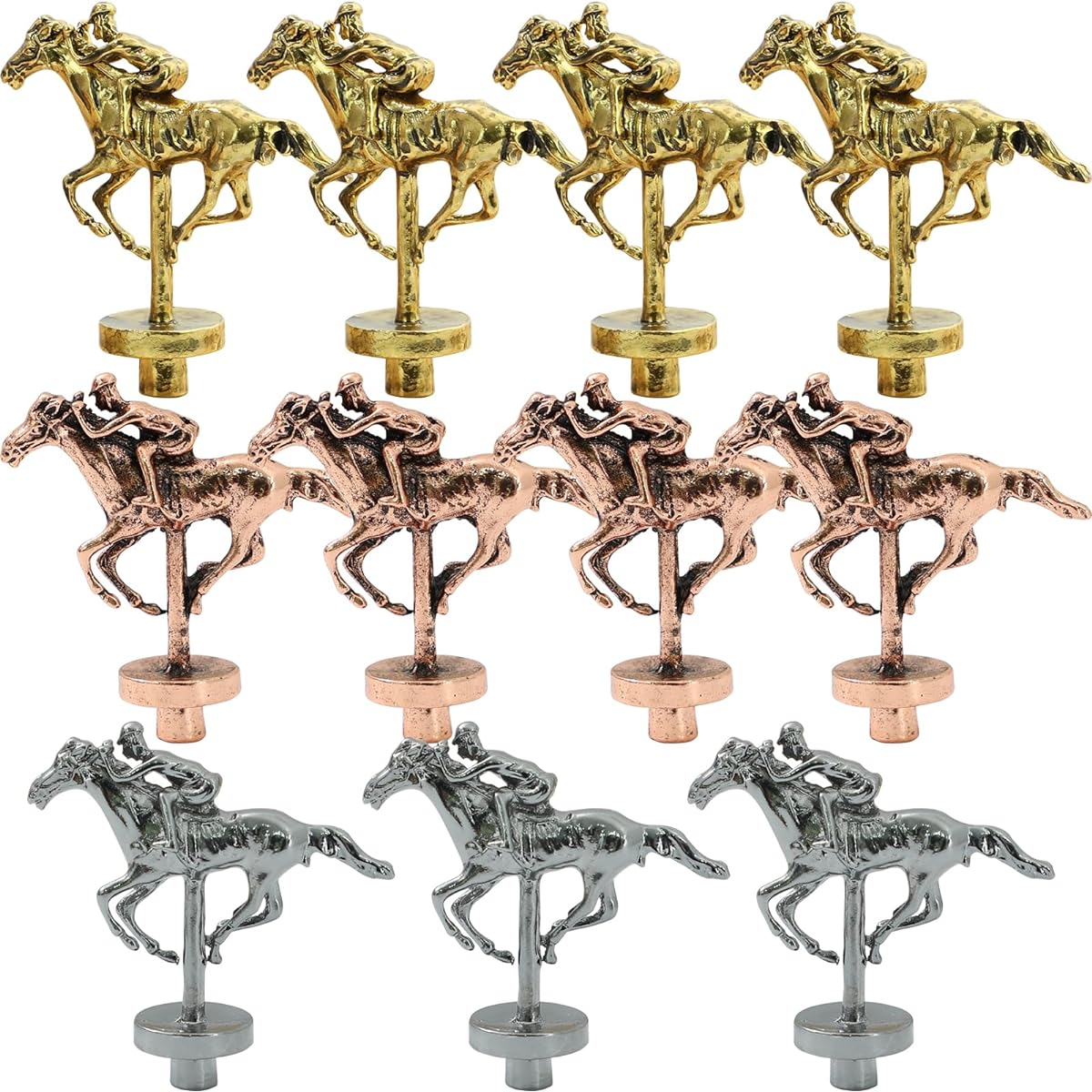 Grhonior Metal Horses for Horse Racing Board Game, 4x Gold, 4x Rose Gold, 3x Silver, Classic Style Collection Souvenirs (4x Gold + 4x Rose Gold + 3x Silver)