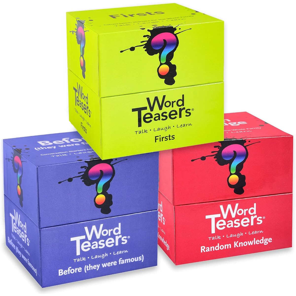 Word TEASERS Random Trivia Bundle – Random Knowledge First and Previous (They were Famous) 3-Pack Set – Fun and Interesting Trivia Cards for Adults, Teens, and Kids