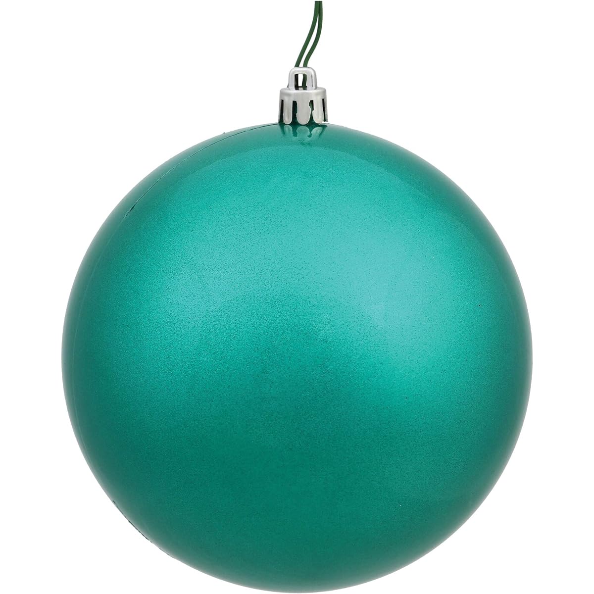 Vickerman N590842DG Glitter Ball Ornaments with Shatterproof UV Resistant, Pre-Drilled Cap Protection & 6" Green Floral Wire, 12 Per Bag, 3" Teal