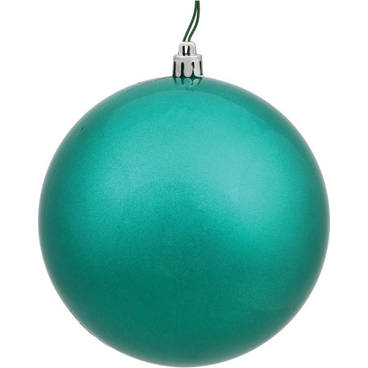 Vickerman N590842DG Glitter Ball Ornaments with Shatterproof UV Resistant, Pre-Drilled Cap Protection & 6" Green Floral Wire, 12 Per Bag, 3" Teal