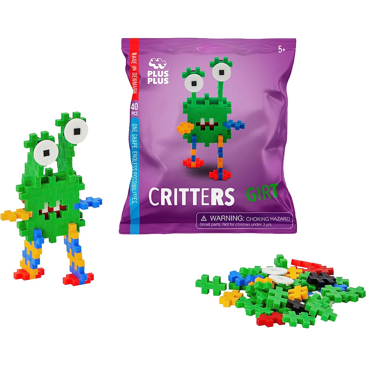 PLUS PLUS - Critter Fun Pack - 160 Piece Construction Construction Stem/Steam Toy Interlocking Mini Puzzle Blocks for Kids
