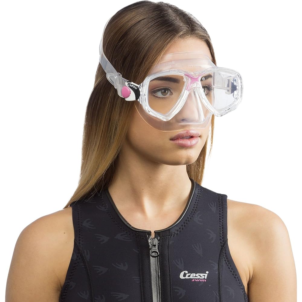 CRESSI Snorkeling Mask [MAREA] Twin Lens Tempered Glass Lens Color Finely Adjustable Strap [Genuine Product]