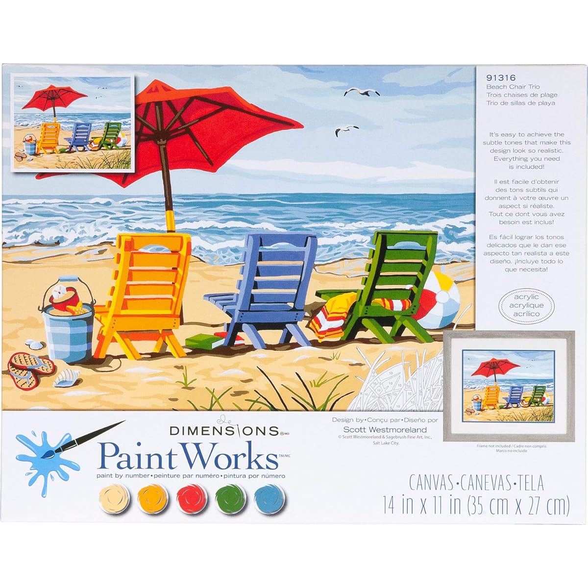 Paint By Number Kit 14"X11"-Beach Chair Trio (Parallel Import)